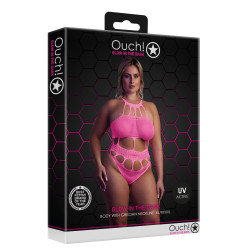 Ouch! Glow Body à encolure grecque Rose Fluo